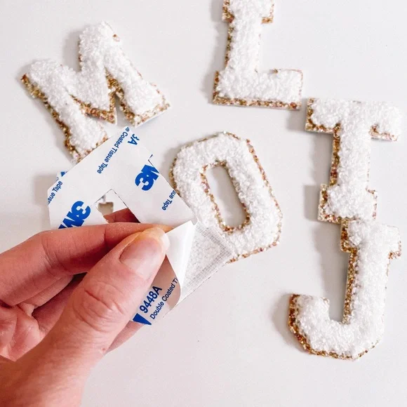 Purple Monogram Gold Glitter Chenille Letter Patch - Picture 4 of 6